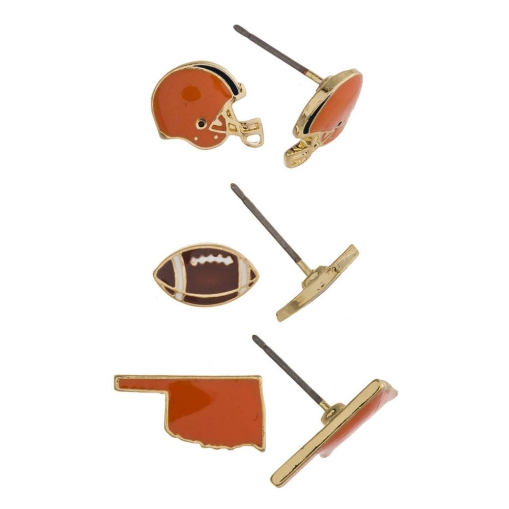 Oklahoma State Football Mix and Match Earring Trio